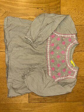 Girls Roller Rabbit Striped & Embroidered Blouse